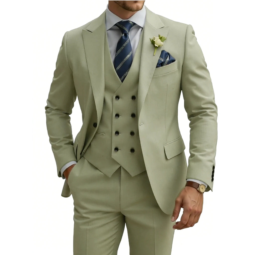 Terno masculino slim fit de 3 peças, trespassado, para casamento, baile, eventos formais, jantar de negócios e smoking.