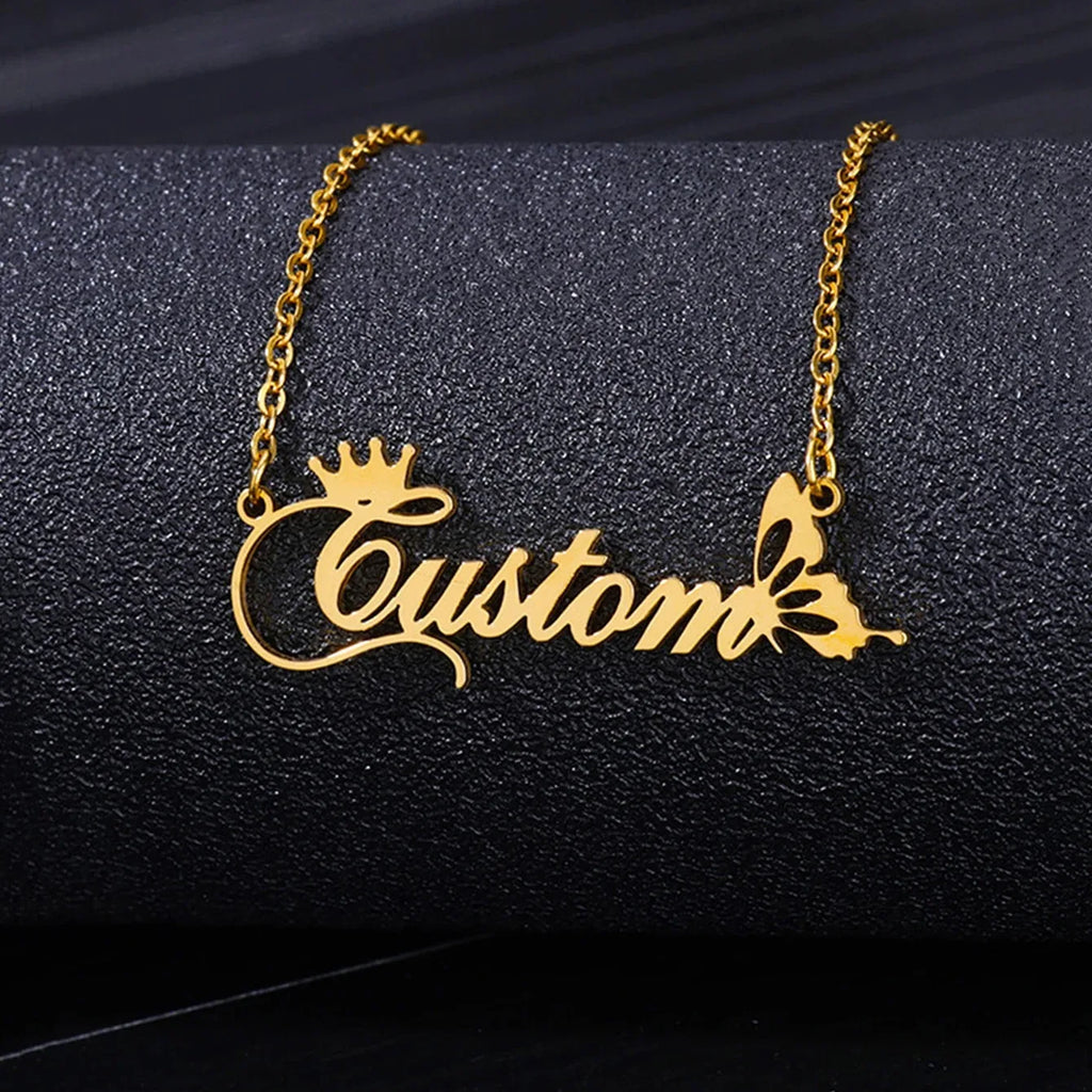 Colares com nome personalizado para mulheres, colar com pingente personalizado em aço inoxidável, joias personalizadas para o pescoço, presente de aniversário para namorada