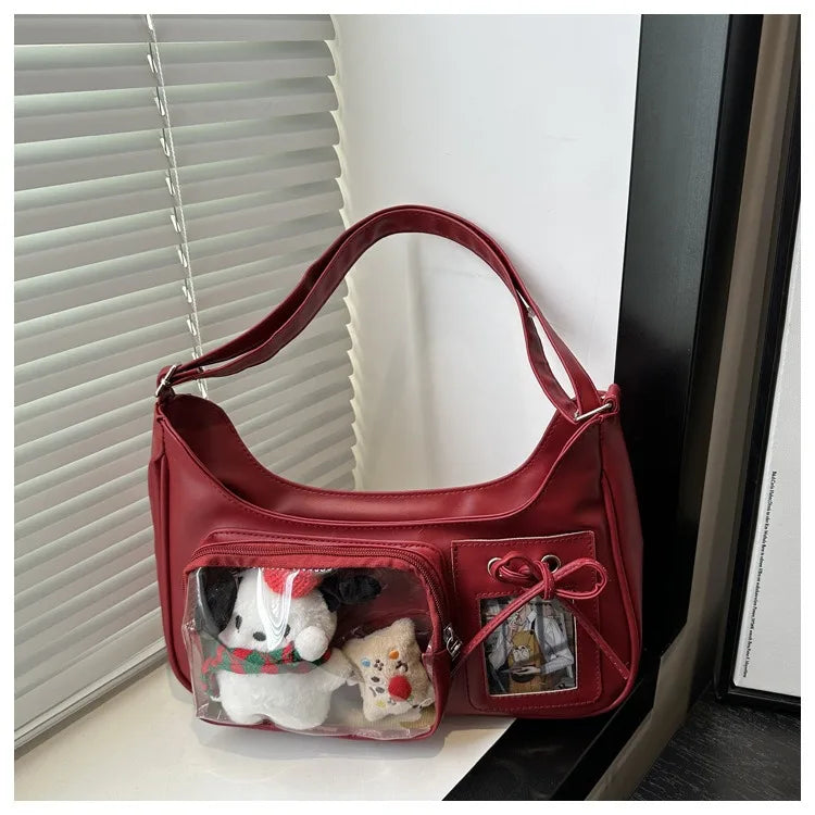 Y2k harajuku bolsa de ombro feminina coreano transparente ita saco escola crossbody saco feminino designer japonês bolsa preppy