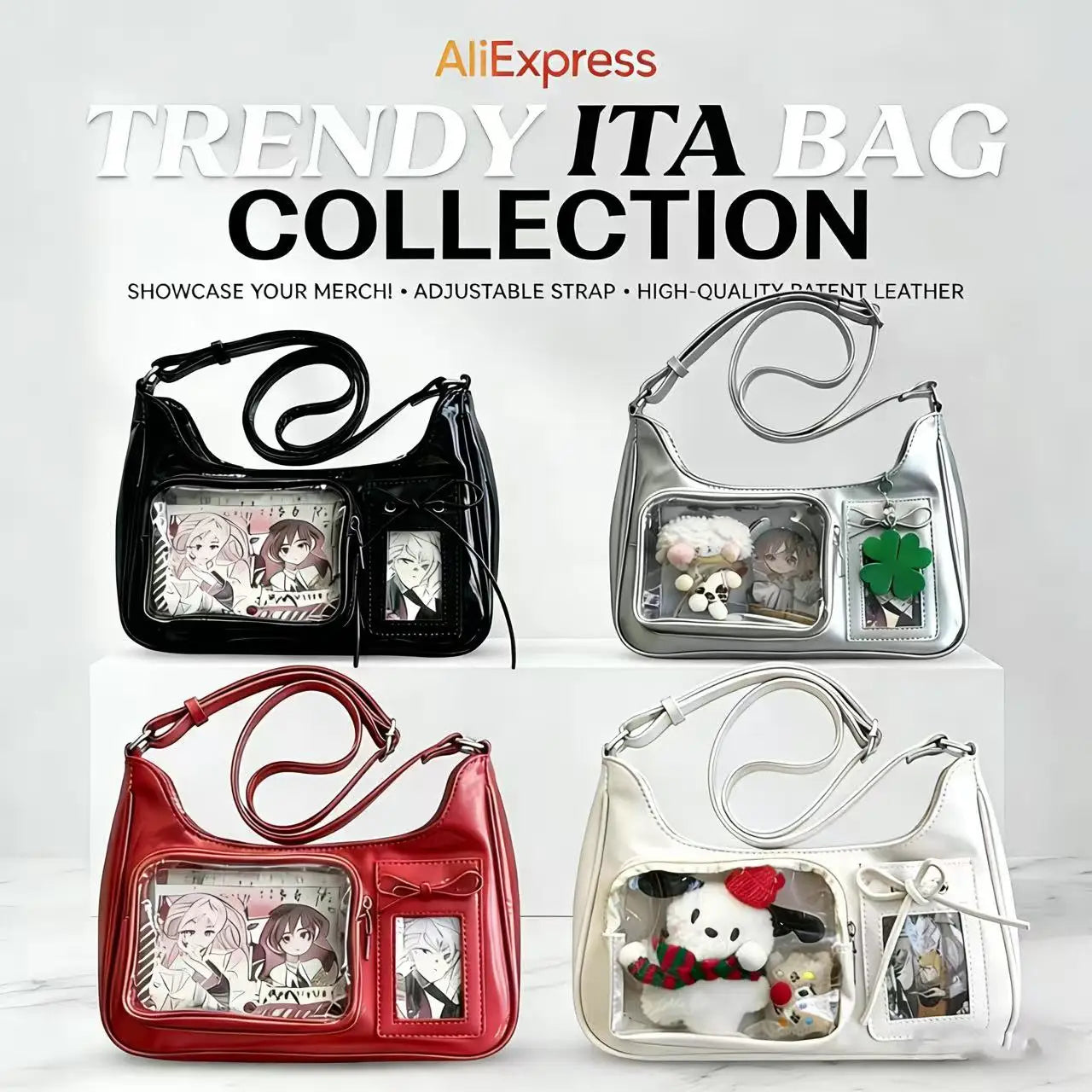 Y2k harajuku bolsa de ombro feminina coreano transparente ita saco escola crossbody saco feminino designer japonês bolsa preppy