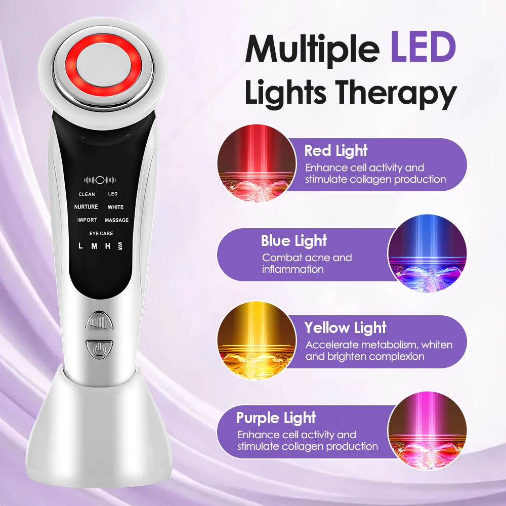 7 em 1 dispositivo de levantamento facial ems microcorrente rejuvenescimento da pele led facial pescoço endurecimento massageador rosto aparelho de cuidados de beleza