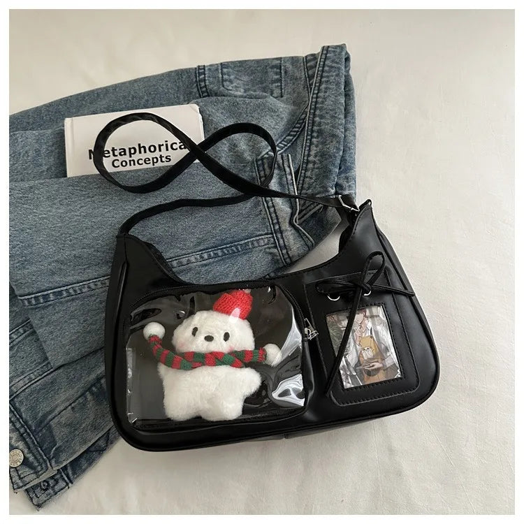 Y2k harajuku bolsa de ombro feminina coreano transparente ita saco escola crossbody saco feminino designer japonês bolsa preppy