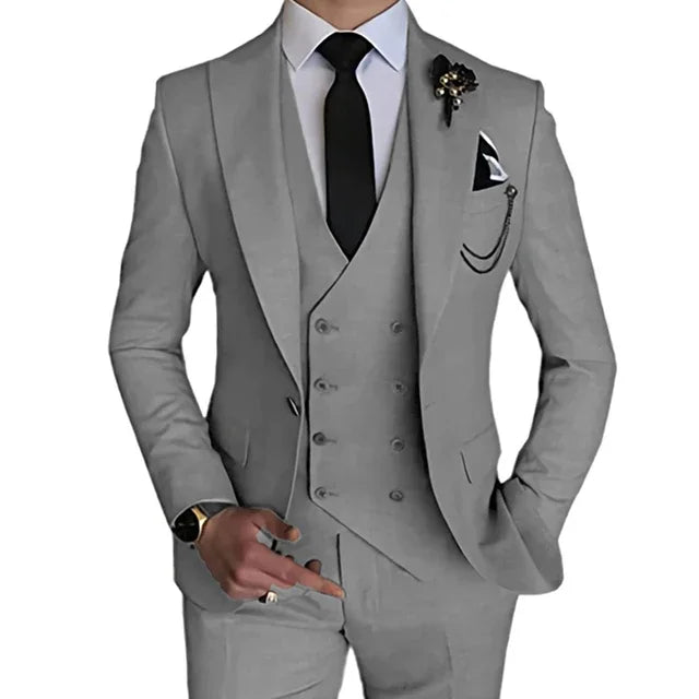Terno de casamento monocromático masculino, boutique de lazer, casaco de negócios, calças, colete, vestido, blazers, jaqueta, calças, 3 peças, nova moda