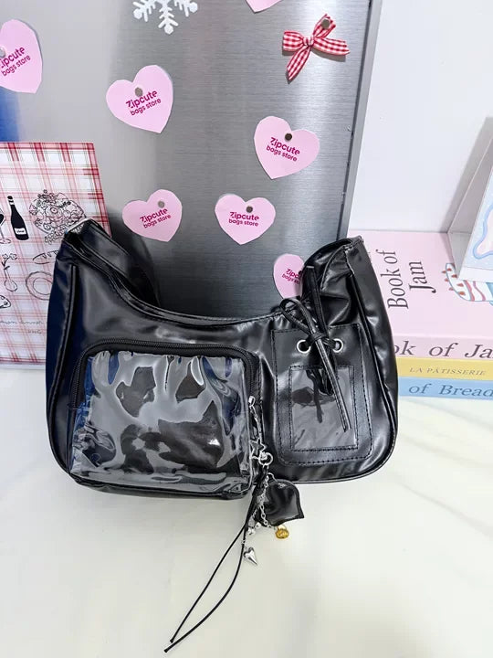Y2k harajuku bolsa de ombro feminina coreano transparente ita saco escola crossbody saco feminino designer japonês bolsa preppy