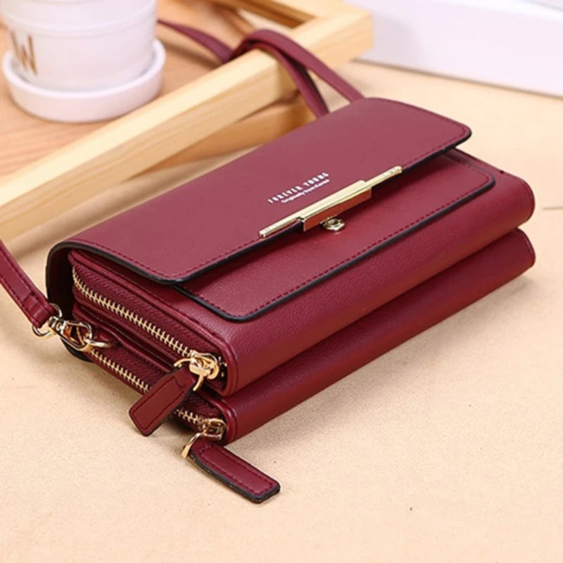 Carteira multi-cartão coreana para mulheres, grande capacidade, bolsa de ombro casual para celular, moda, novo estilo