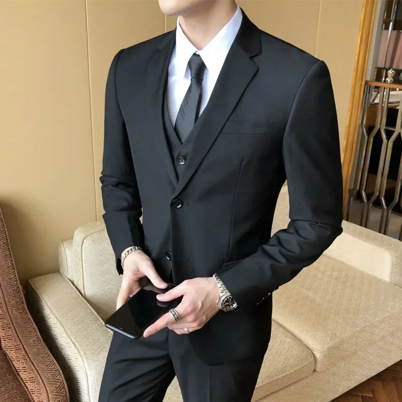 Conjunto de terno de casamento casual para homens profissional melhor homem estilo coreano novo noivo negócios formal jaqueta fino ajuste primavera terno