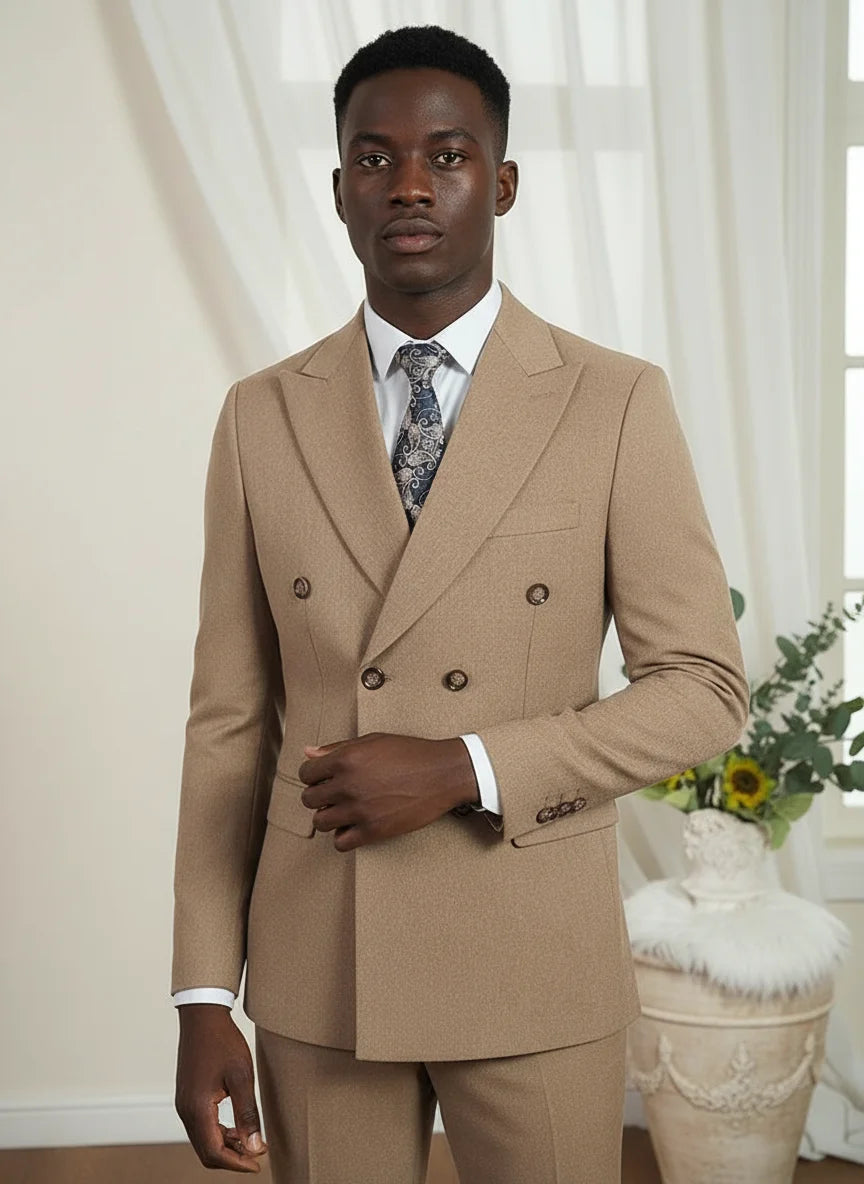 Terno masculino elegante azul escuro ST Cassy, conjunto de 2 peças, moderno, para casamento, festas, negócios e escritório.