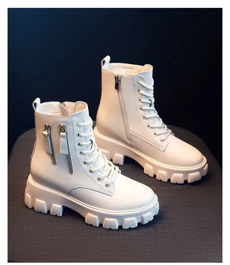 Botas 2025 novo estilo coreano forrado de lã outono inverno sapatos de algodão de alta qualidade botas femininas salto alto meados de bezerro bootsins