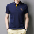 Camisa polo masculina bordada casual moda manga curta verão top confortável
