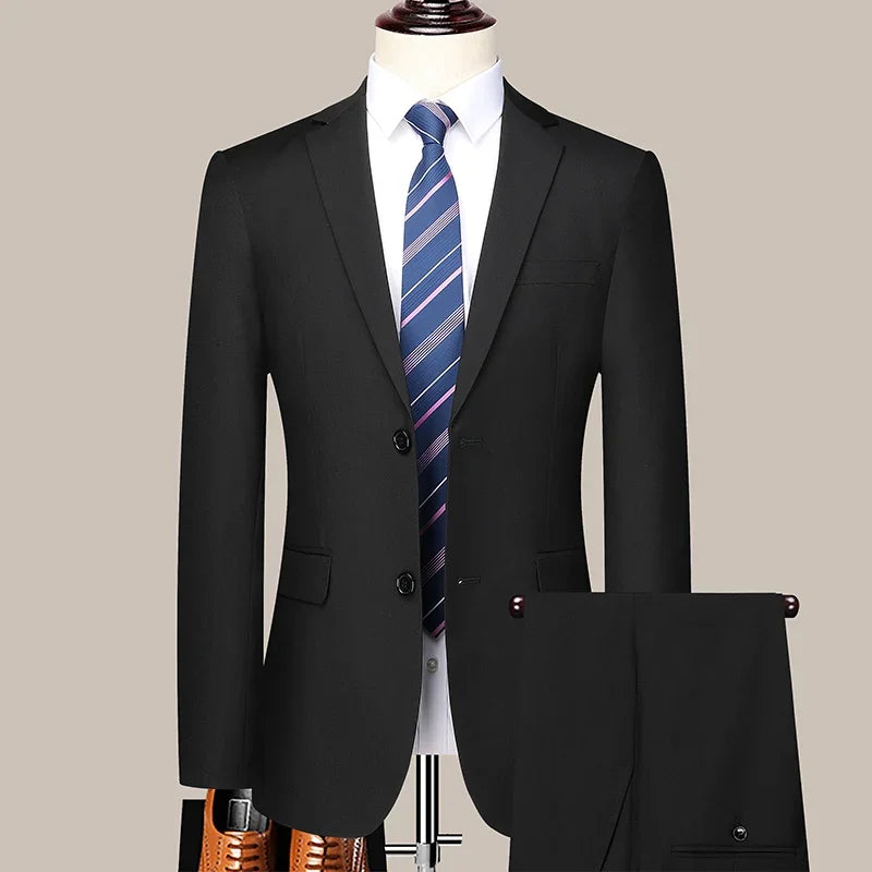 2024 masculino fino-ajuste de dois botões terno de negócios profissional trabalho formal conjunto de duas peças calças incluídas S-6XL