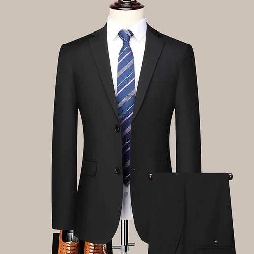 2024 masculino fino-ajuste de dois botões terno de negócios profissional trabalho formal conjunto de duas peças calças incluídas S-6XL