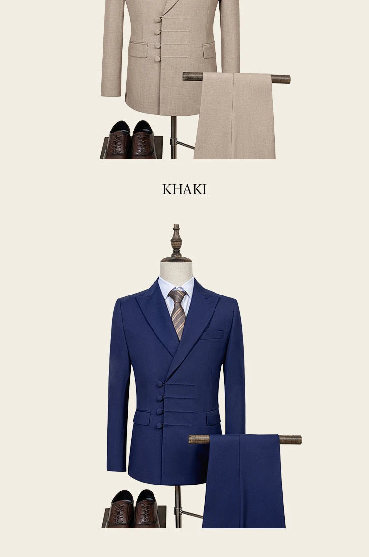 Terno masculino elegante ST Cassy para casamento, cinza, slim fit, trespassado, com vários botões, casual, para negócios, conjunto de 2 peças para festa.