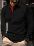 A nova camisa POLO masculina de manga comprida para primavera e outono de 2025 apresenta uma estampa 3D casual e moderna