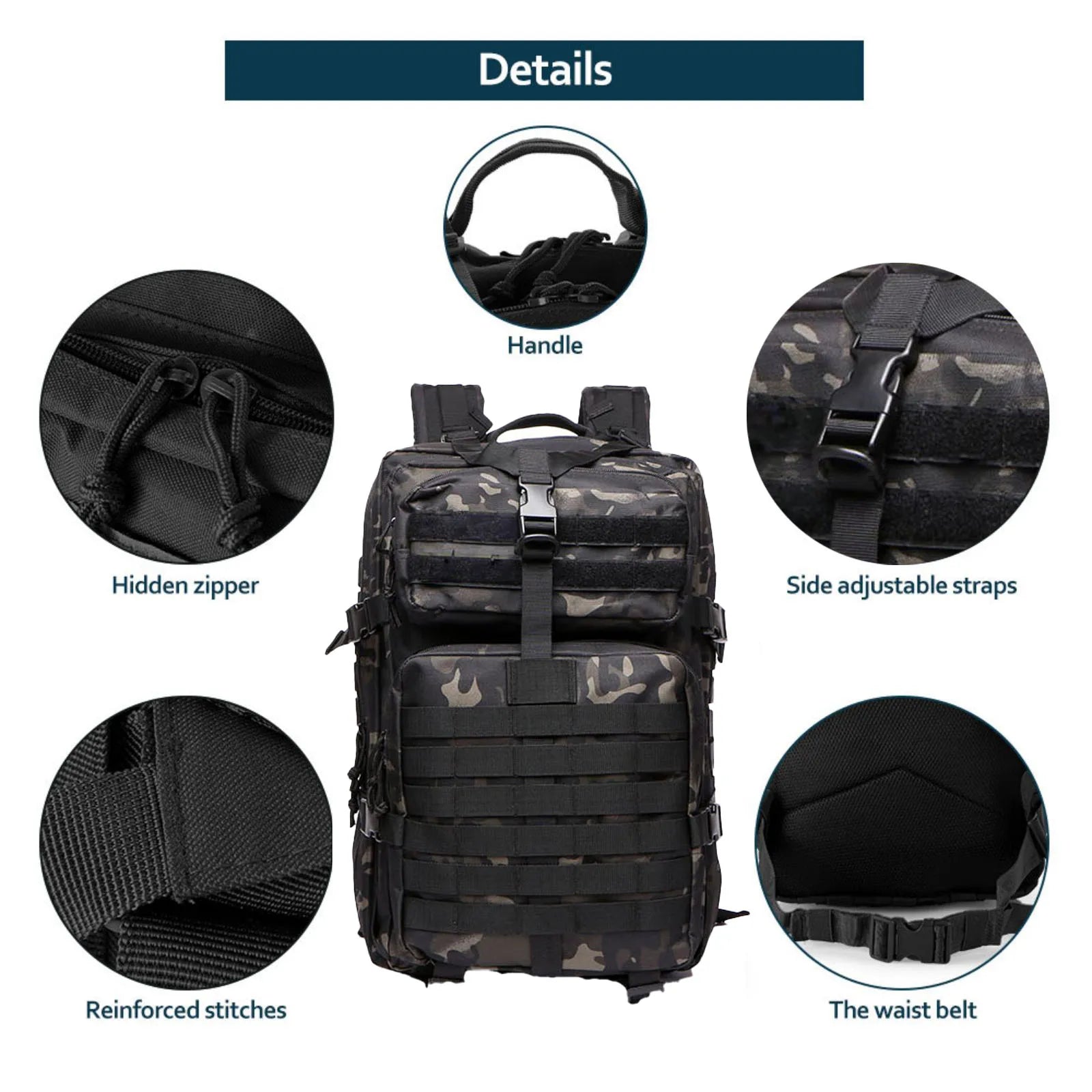 25l/50l resistente náilon impermeável tático esportes trekking pesca caça acampamento caminhadas saco mochila ao ar livre