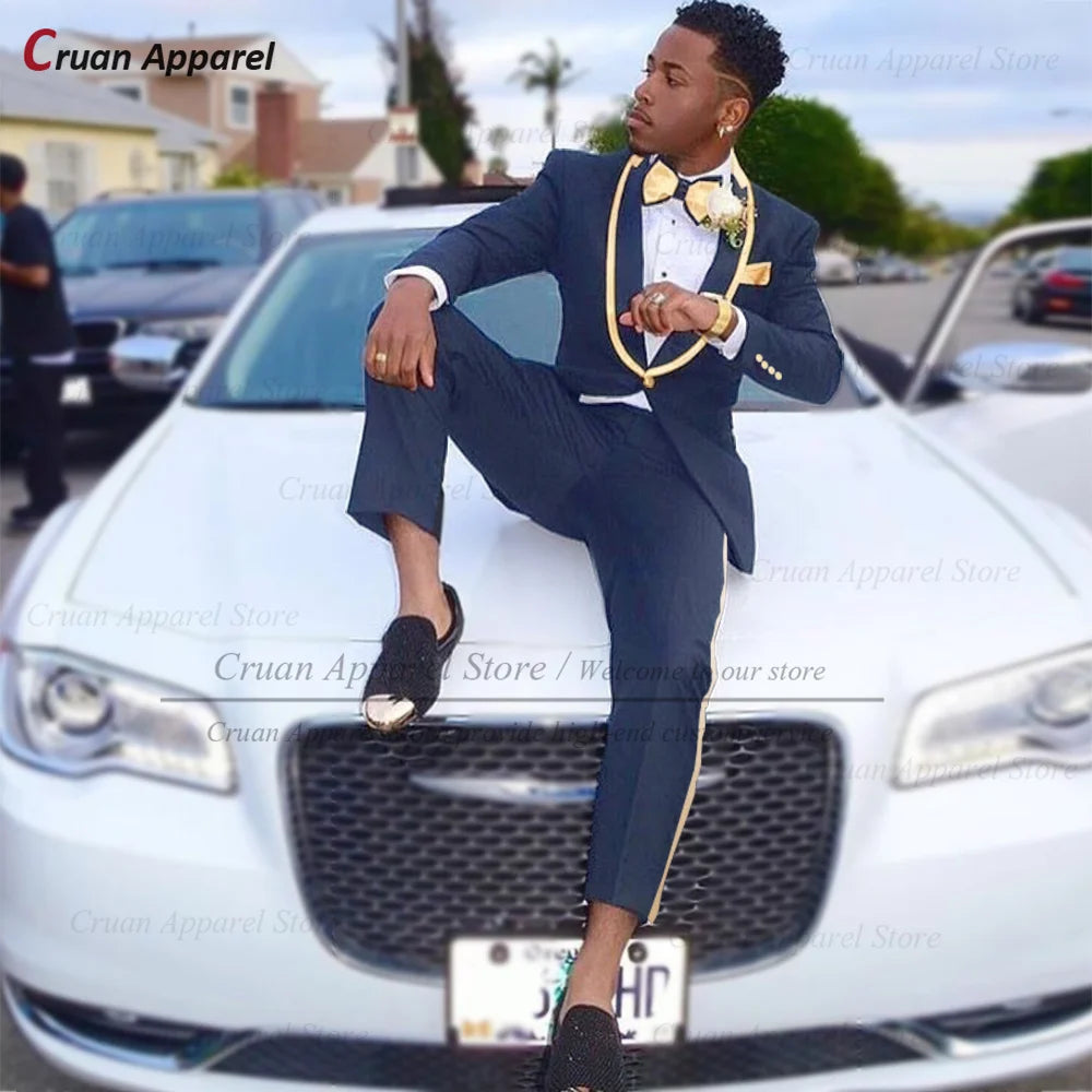 Conjuntos de terno clássico masculino atividades formais sob medida fino ajuste roupas casamento elegante padrinho trajes blazer calças 2 peças