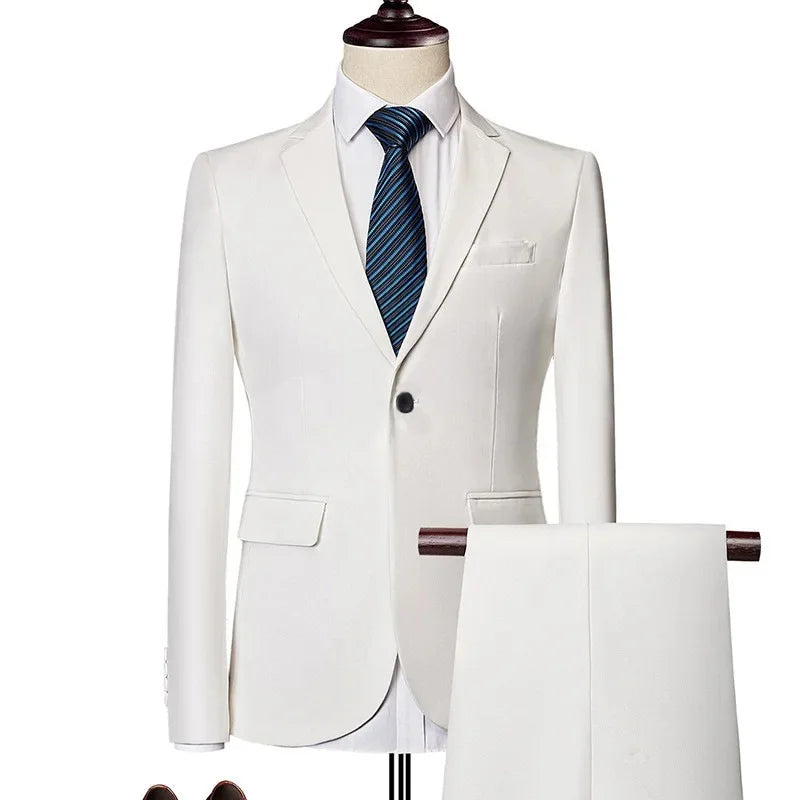 Terno de três peças masculino casual negócios profissional fino ajuste estilo coreano luz azul formal wear westwear ae estoque