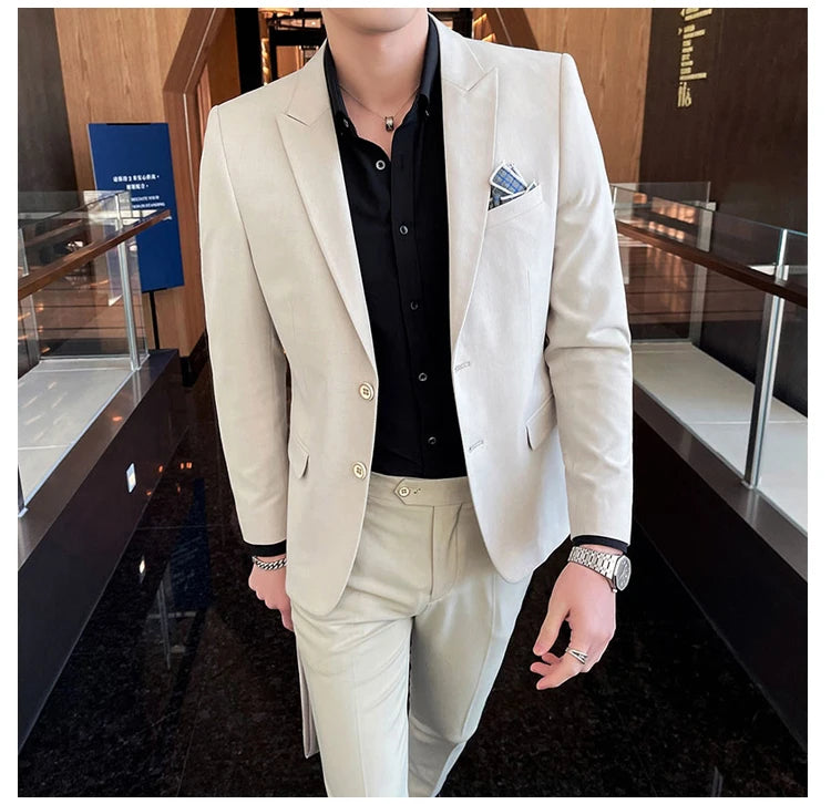 2025 terno de negócios masculino fino vestido de casamento conjunto de duas peças M-4XL elegante bonito tudo-em-um calças de banquete
