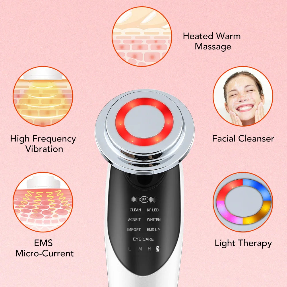 7 em 1 dispositivo de levantamento facial ems microcorrente rejuvenescimento da pele led facial pescoço endurecimento massageador rosto aparelho de cuidados de beleza