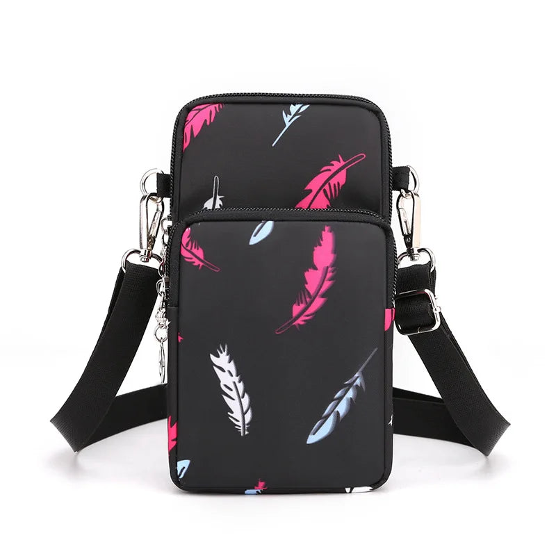 Bolsa de celular de nylon para mulheres, Bolsa para celular, Bolsa de moedas, Bolsa de ombro, Pequena bolsa crossbody, Bolsa de viagem, Nova