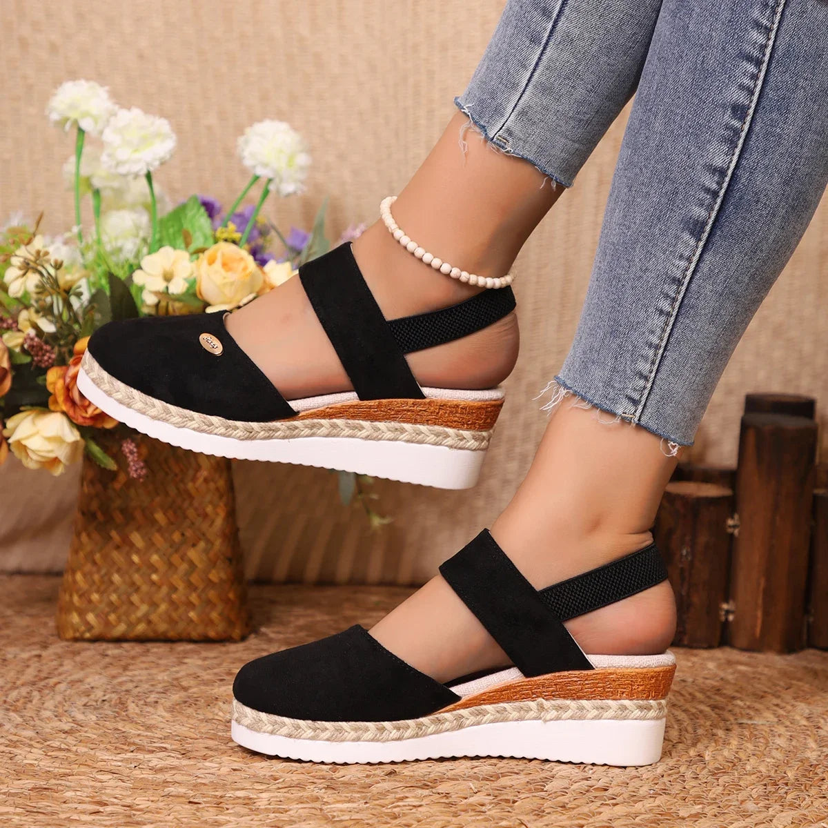 2025 novas mulheres dedo do pé fechado sandálias de cunha moda alpercatas sandálias plataforma fivela cinta sapatos gladiador mulher zapatos de mujer