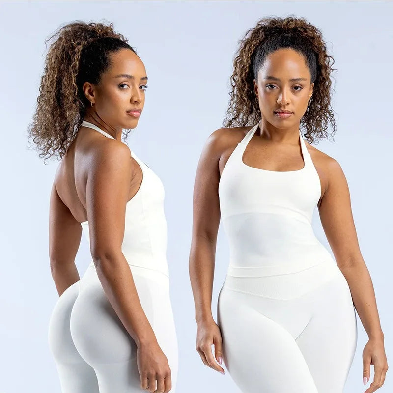 European and American Tight Seamless Yoga Backless Hanging Neck Sports Vest Shaping Vest Comfortable Breathable Beautiful Vest