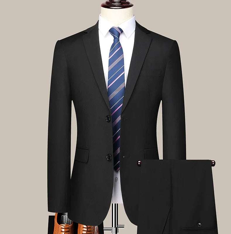 2024 masculino fino-ajuste de dois botões terno de negócios profissional trabalho formal conjunto de duas peças calças incluídas S-6XL