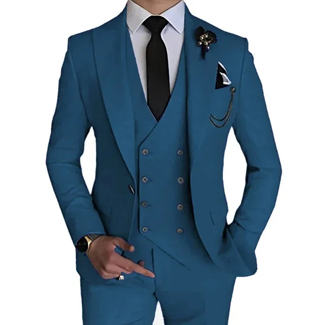 Terno de casamento monocromático masculino, boutique de lazer, casaco de negócios, calças, colete, vestido, blazers, jaqueta, calças, 3 peças, nova moda