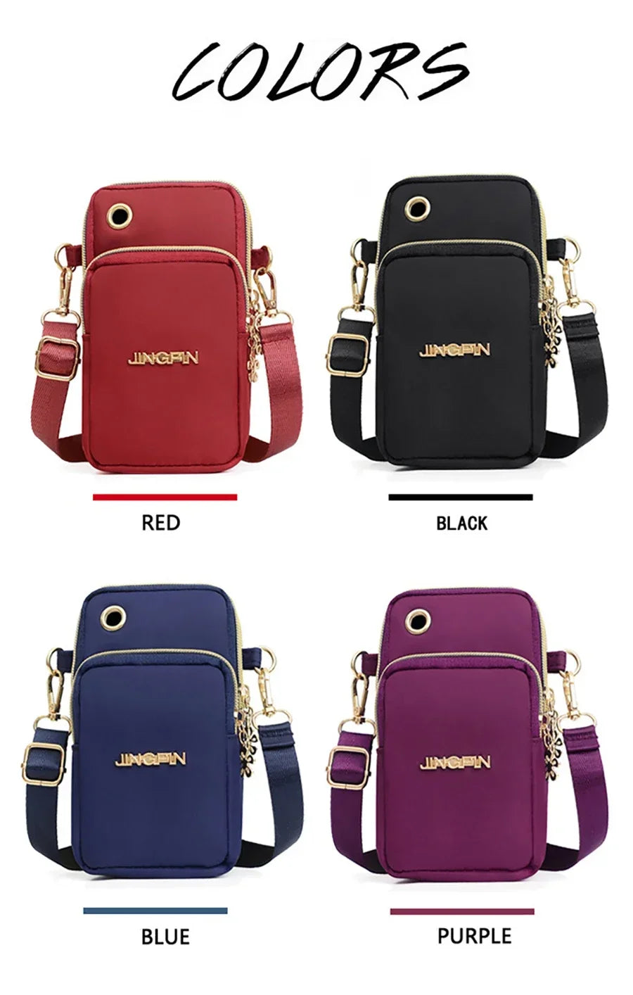 Bolsa de Celular Feminina Transversal Mini, Bolsa de Moedas Moderna para Mães, Bolsa de Ombro para Corrida com Alça de Pescoço, Carteira de 3 Camadas