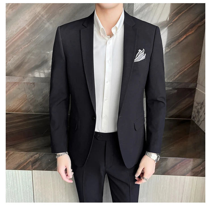 Conjunto masculino de duas peças, terno monocromático, todo apto para banquete bonito, casual e elegante, de alta qualidade, novo e elegante, M-4XL, 2022