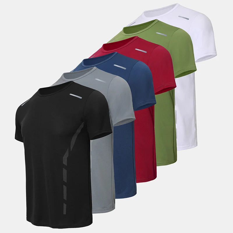 1/4 pçs masculino verão moda impressão de secagem rápida de manga curta juventude lazer esportes fitness respirável topo de meia-idade solto t