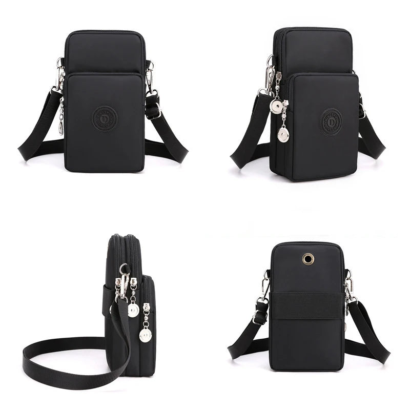 Bolsa de celular de nylon para mulheres, Bolsa para celular, Bolsa de moedas, Bolsa de ombro, Pequena bolsa crossbody, Bolsa de viagem, Nova