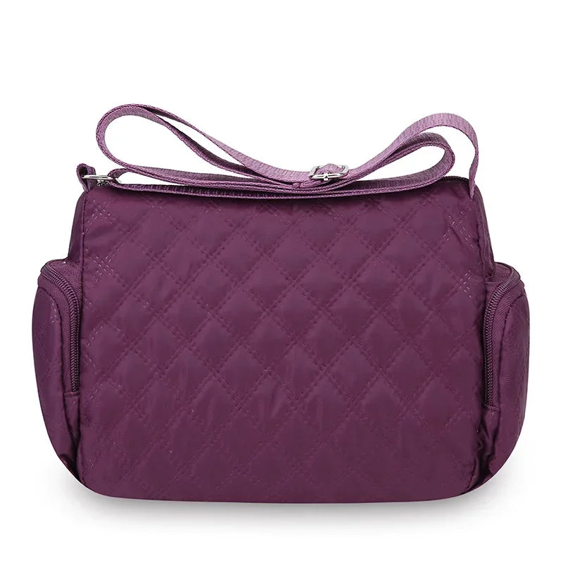 Bolsa crossbody feminina multicamadas de nylon à prova d'água, bolsa de ombro casual para mulheres de meia-idade e idosas, bolsa de grande capacidade
