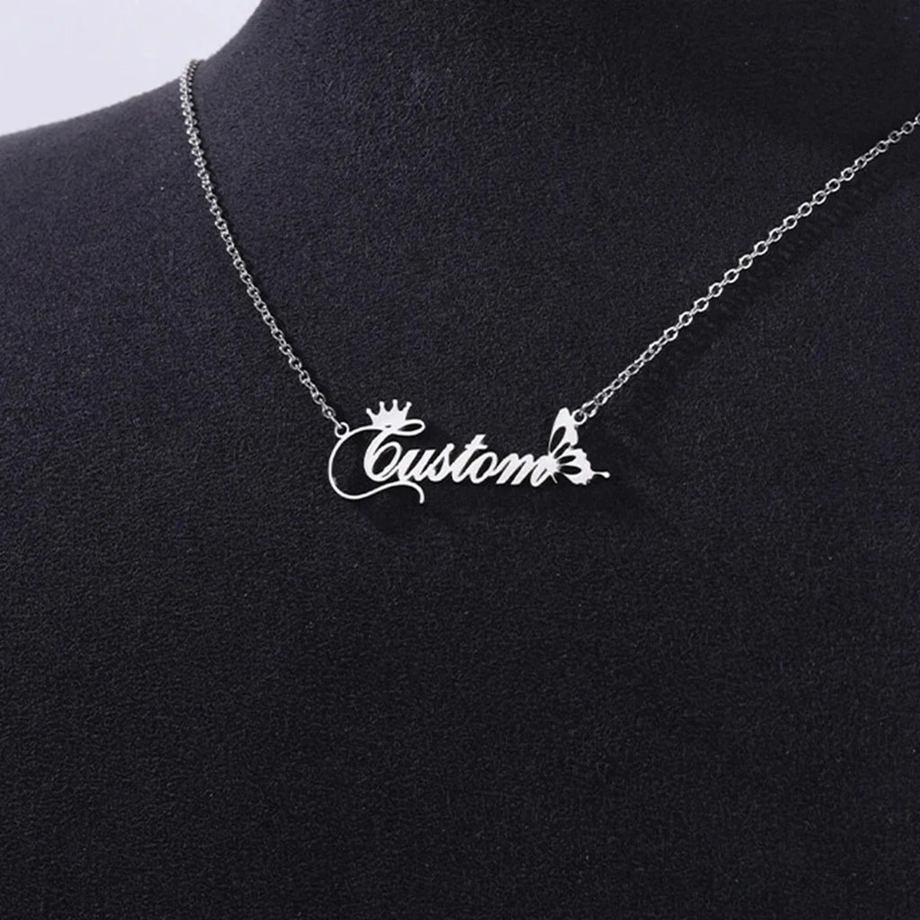 Colares com nome personalizado para mulheres, colar com pingente personalizado em aço inoxidável, joias personalizadas para o pescoço, presente de aniversário para namorada