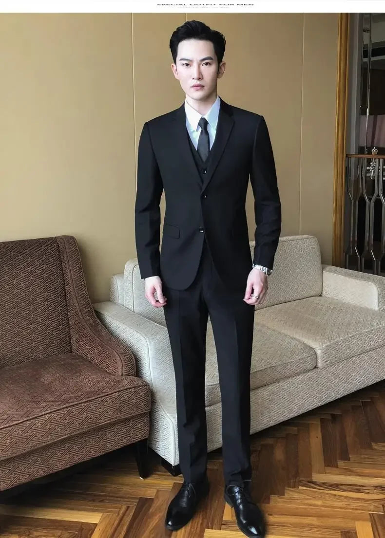 Conjunto de terno de casamento casual para homens profissional melhor homem estilo coreano novo noivo negócios formal jaqueta fino ajuste primavera terno