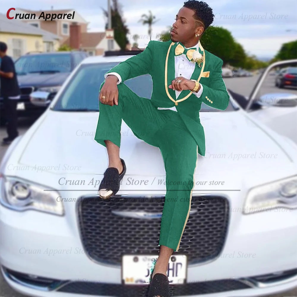 Conjuntos de terno clássico masculino atividades formais sob medida fino ajuste roupas casamento elegante padrinho trajes blazer calças 2 peças
