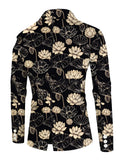 Traje Masculino Estampado com Padrão Lótus 2026, Estilo Retrô Moderno, Estampa Total, Perfeito para Festas ao Ar Livre