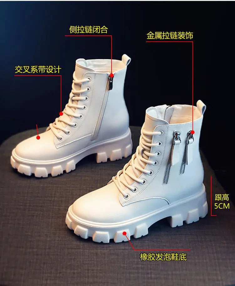Botas 2025 novo estilo coreano forrado de lã outono inverno sapatos de algodão de alta qualidade botas femininas salto alto meados de bezerro bootsins