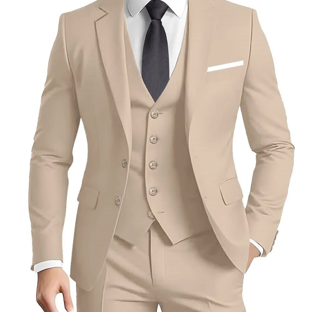 Terno Masculino Verde Oliva com Lapela Pontiaguda, Conjunto Formal de 3 Peças (Jaqueta, Calça e Colete) para Ocasiões de Festa em Casa