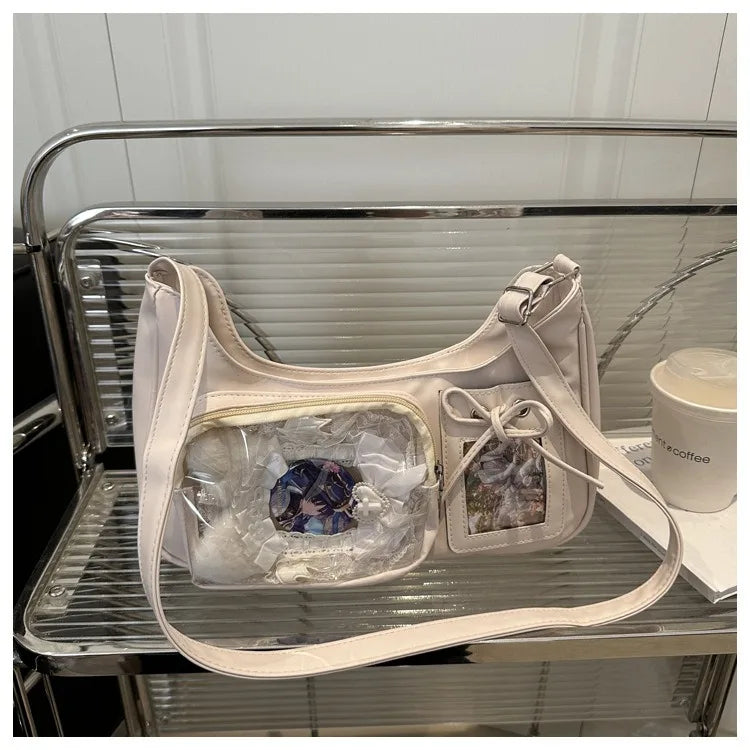 Y2k harajuku bolsa de ombro feminina coreano transparente ita saco escola crossbody saco feminino designer japonês bolsa preppy