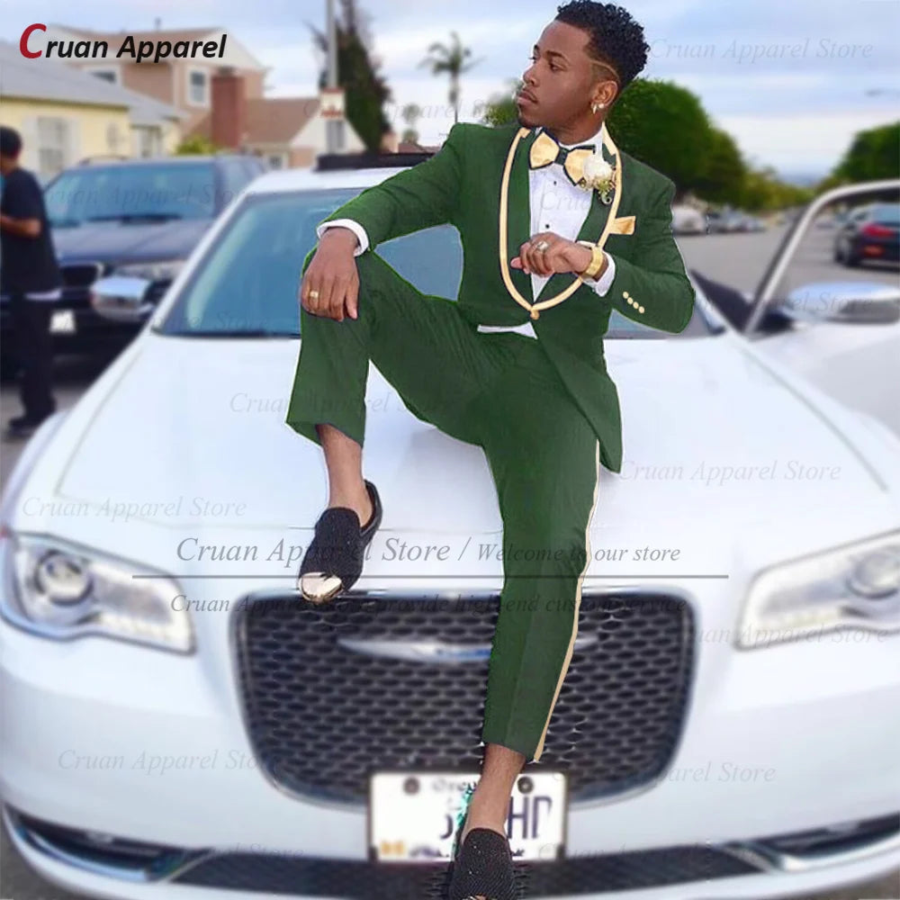 Conjuntos de terno clássico masculino atividades formais sob medida fino ajuste roupas casamento elegante padrinho trajes blazer calças 2 peças