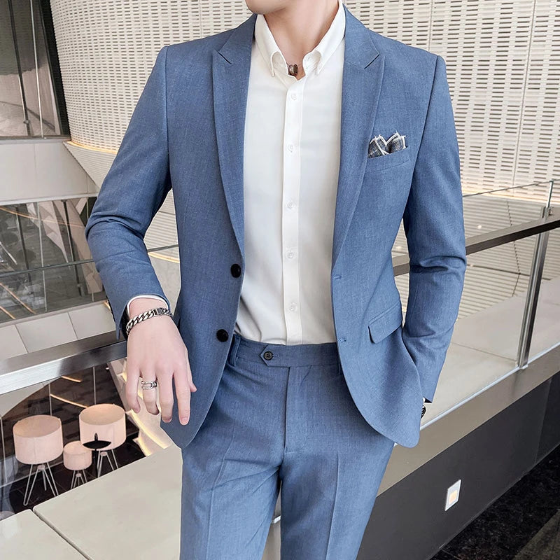 2025 terno de negócios masculino fino vestido de casamento conjunto de duas peças M-4XL elegante bonito tudo-em-um calças de banquete