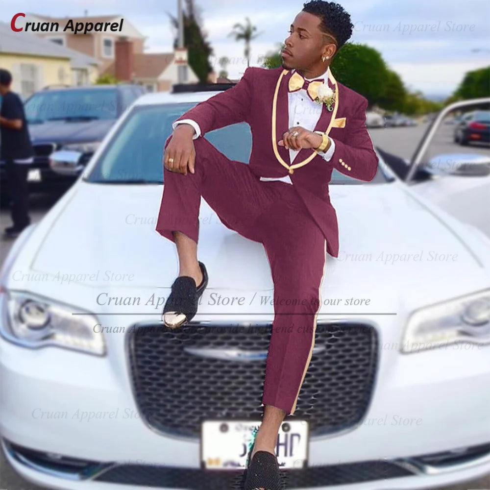 Conjuntos de terno clássico masculino atividades formais sob medida fino ajuste roupas casamento elegante padrinho trajes blazer calças 2 peças