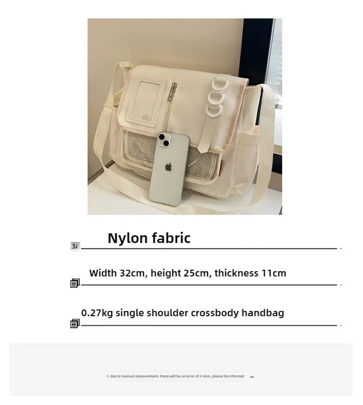 Y2k japonês harajuku sacos de escola para meninas novo transparente itabag ombro crossbody saco diy emblemas placa exibição ita saco