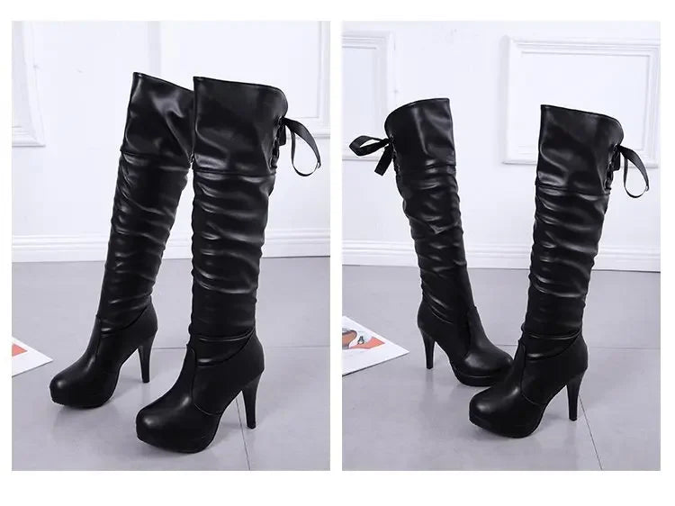 Botas femininas de luxo cavaleiro comprimento bota moda sexy sapatos de couro macio couro elegante confortável joelho botas altas