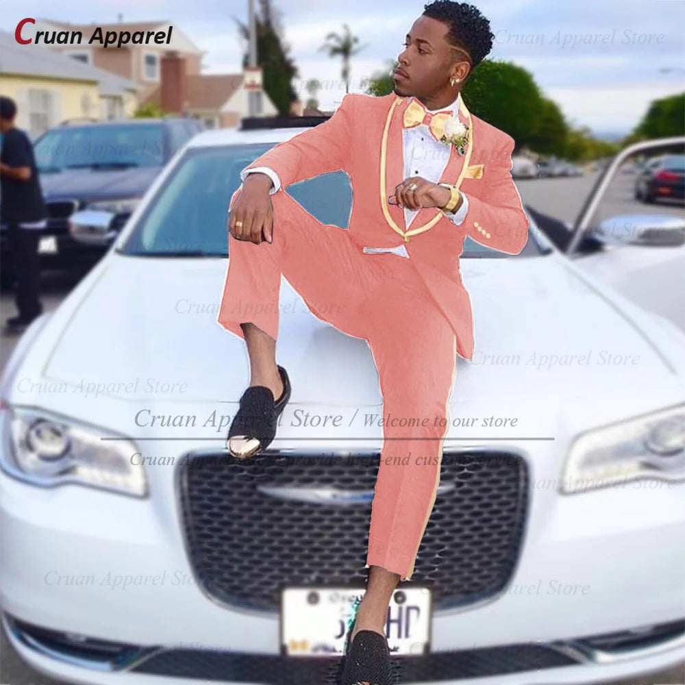 Conjuntos de terno clássico masculino atividades formais sob medida fino ajuste roupas casamento elegante padrinho trajes blazer calças 2 peças