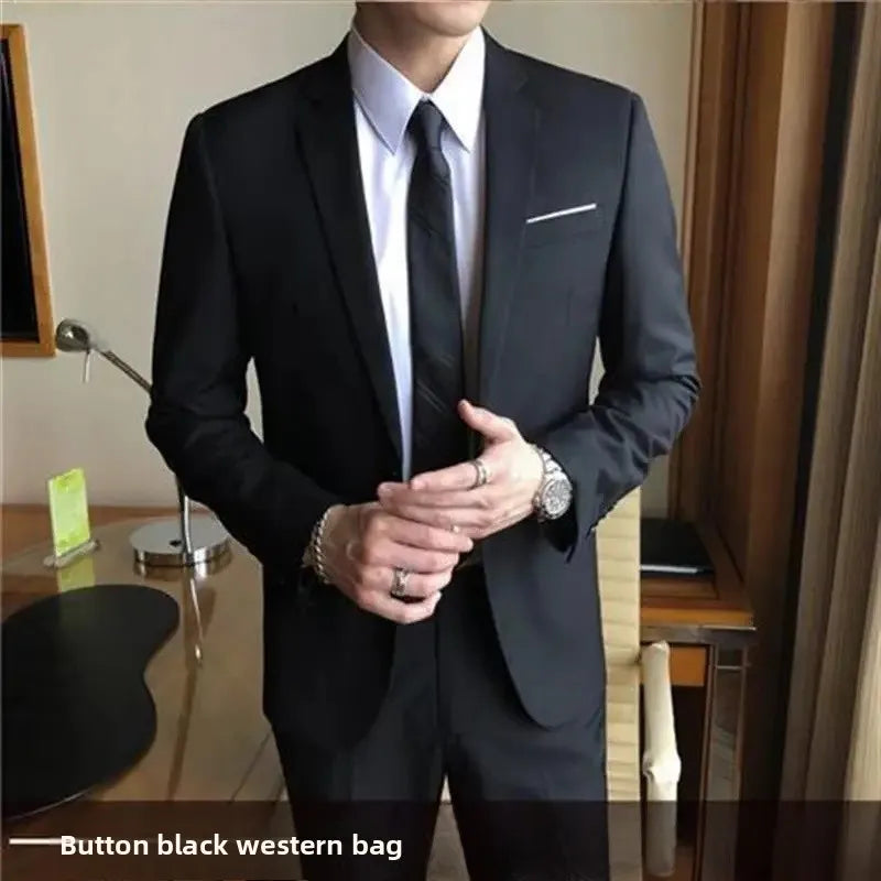 Conjunto de terno de casamento casual para homens profissional melhor homem estilo coreano novo noivo negócios formal jaqueta fino ajuste primavera terno