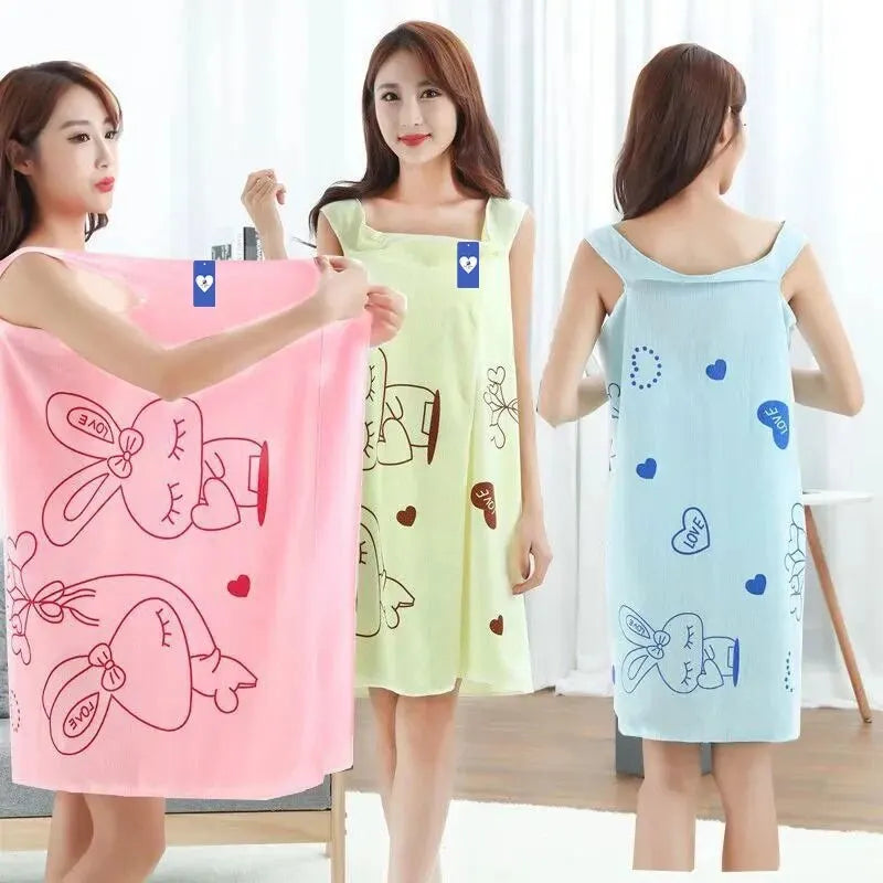 Toalha de banho wearable para mulheres adultas, Love Rabbit Increase, Whick Wipe Chest, Sauna a vapor de suor absorvente