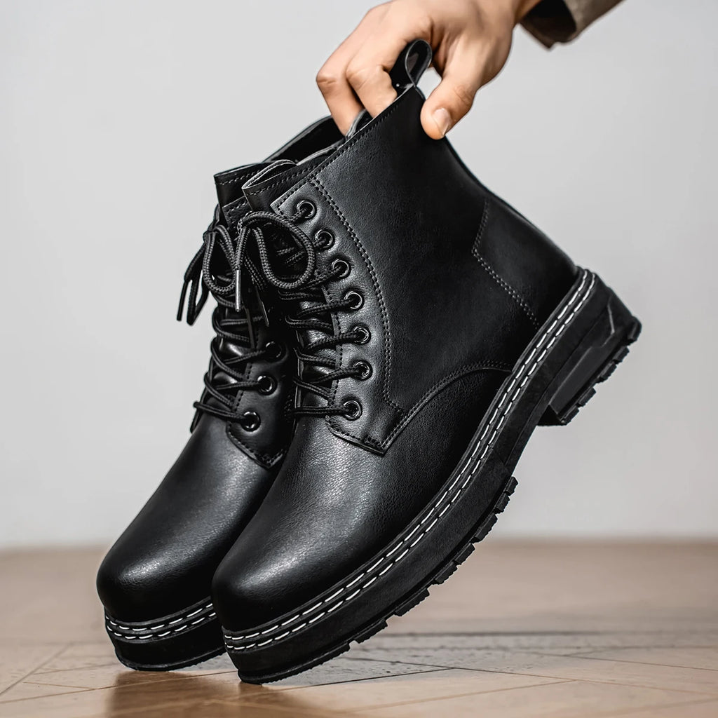 Botas jeans masculinas de cano alto, calçados esportivos casuais, botas masculinas da moda e da moda