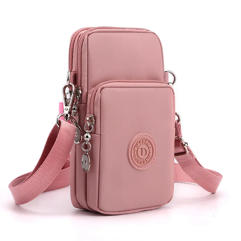 Bolsa de celular de nylon para mulheres, Bolsa para celular, Bolsa de moedas, Bolsa de ombro, Pequena bolsa crossbody, Bolsa de viagem, Nova
