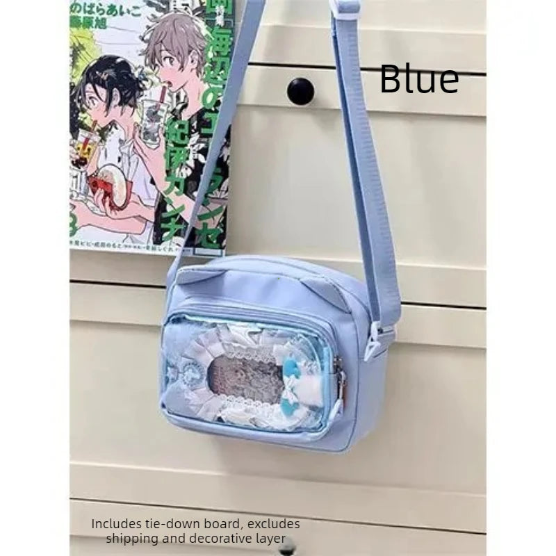 Y2k japonês harajuku sacos de escola para meninas novo transparente itabag ombro crossbody saco diy emblemas placa exibição ita saco
